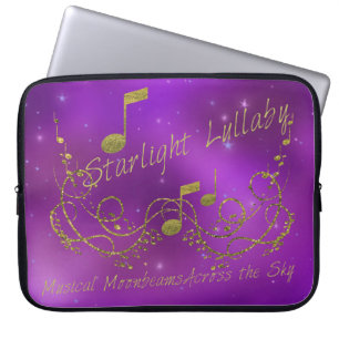 Starlight Lullaby Purple Gold Music & Sky Laptop Sleeve
