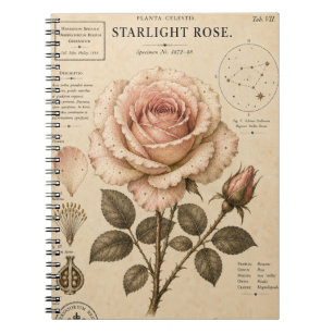 Starlight Rose Victorian Botanical Museum Print Notebook