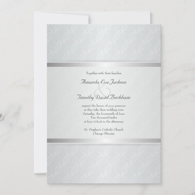 Starlight Silver Flare Monogrammed Elegant Wedding Invitation (Front)