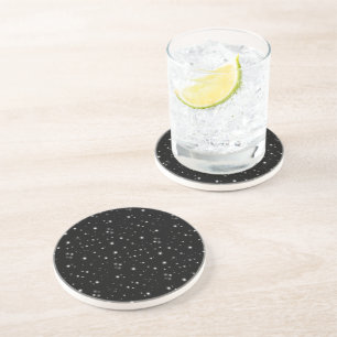Starlight Sparkles Black and White Stars Coaster