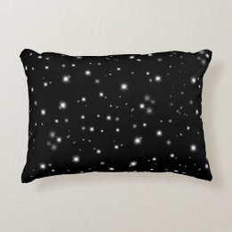 Starlight Sparkles Black and White Stars Decorative Cushion