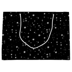 Starlight Sparkles Black and White Stars Large Gift Bag