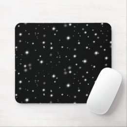 Starlight Sparkles Black and White Stars Mouse Pad