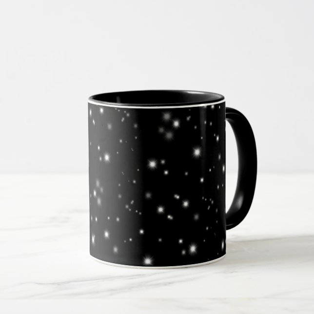 Starlight Sparkles Black and White Stars Mug (Front Right)