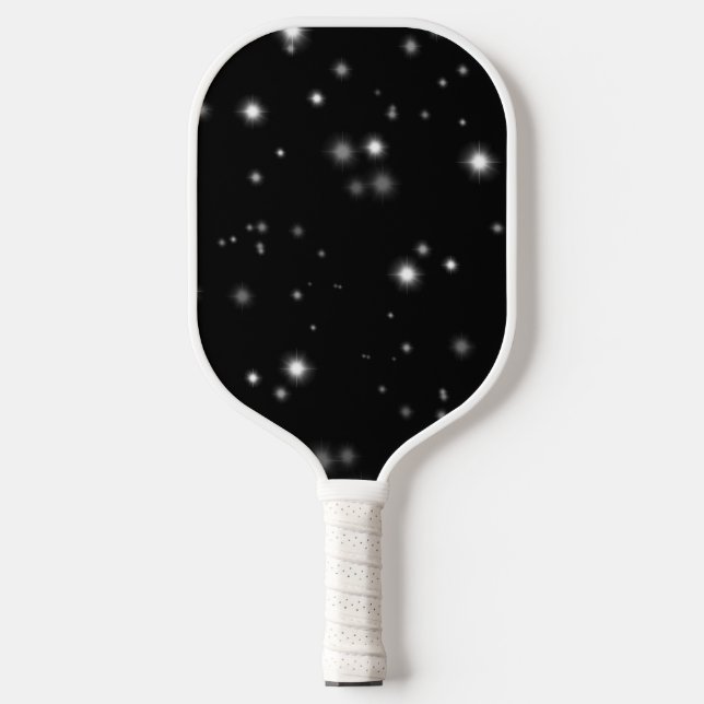 Starlight Sparkles Black and White Stars Pickleball Paddle (Front)