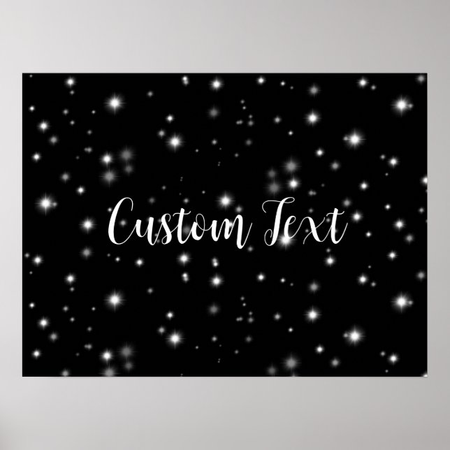 Starlight Sparkles Black and White Stars Poster (Front)