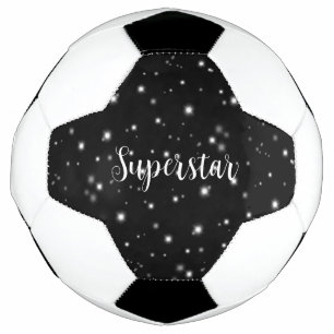 Starlight Sparkles Black and White Stars Soccer Ball