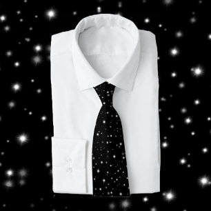 Starlight Sparkles Black and White Stars Tie