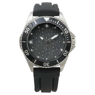 Starlight Sparkles Black and White Stars Watch