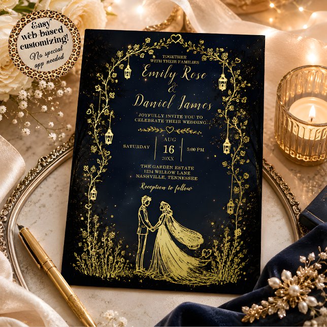 Starlight Symphony Gold Foil Wedding Invitation (Starlight Symphony Gold Foil Wedding Invitation)