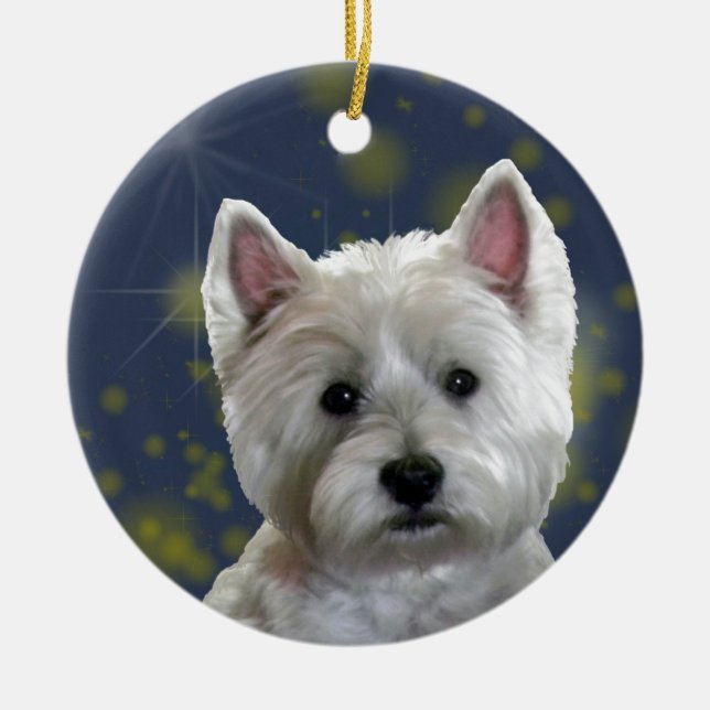STARLIGHT WESTIE CERAMIC TREE DECORATION (Front)