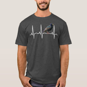 Starling  Birder Heartbeat Starling Bird Lover T-Shirt