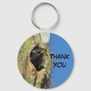 Starling in Saguaro Cactus Photo Southwest Bird Key Ring
