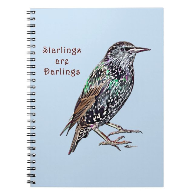 Starlings Are Darlings Spiral Notebook (Front)