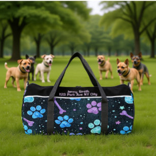 Starlit Bones Paw Print Monogram Personalise Duffle Bag