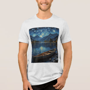 "Starlit Drift: Fishing Under the Cosmos Tri-Blend Shirt