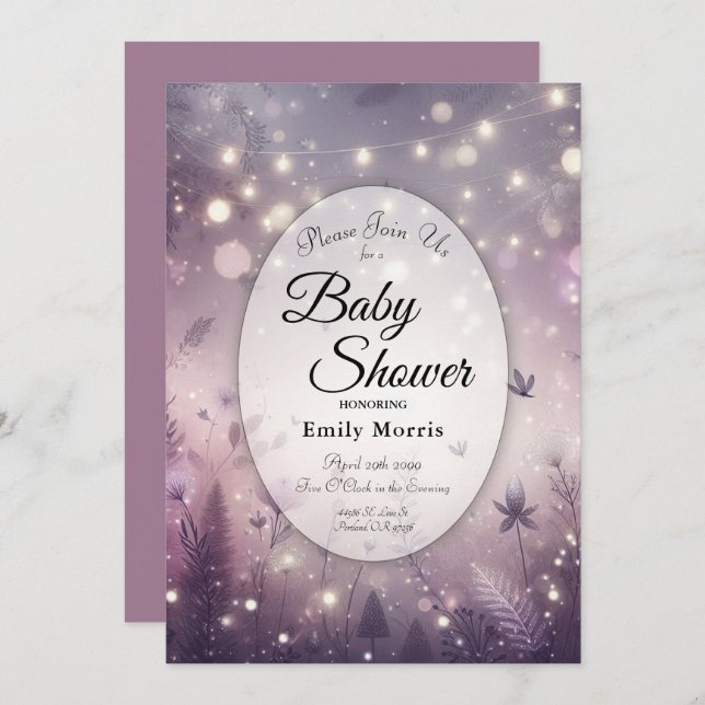 Starlit Enchantment in Bloom Baby Shower Invitation (Front/Back)