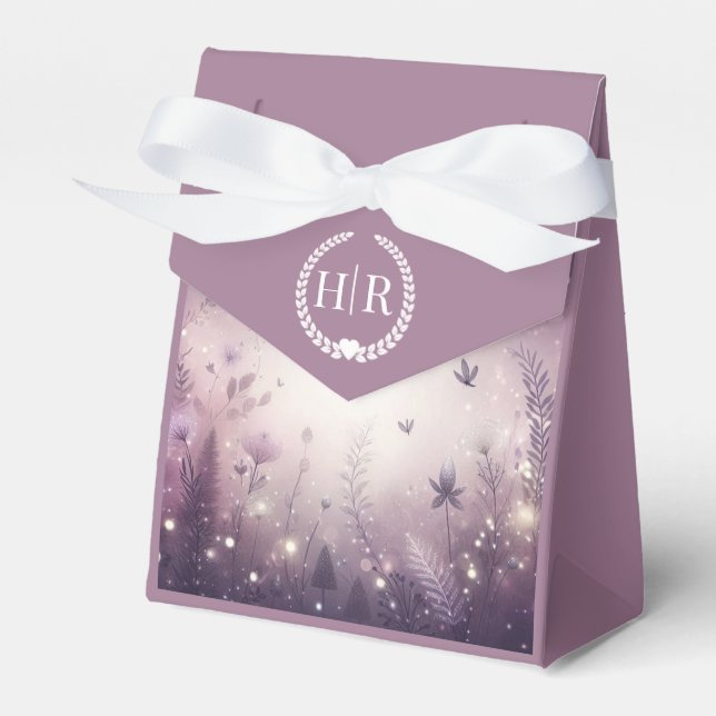 Starlit Enchantment in Bloom Wedding Favour Box (Front Side)
