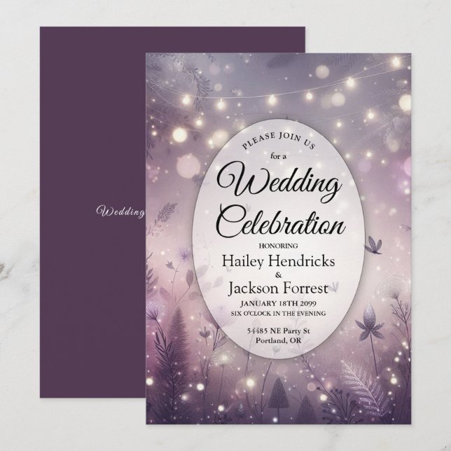 Starlit Enchantment in Bloom Wedding Invitation (Front/Back)
