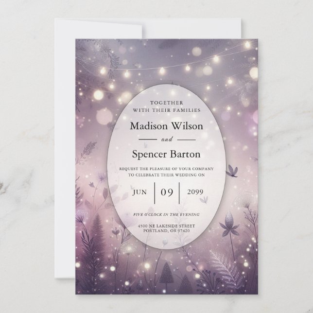 Starlit Enchantment in Bloom Wedding Invitation (Front)