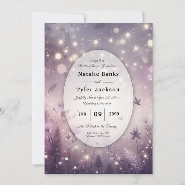 Starlit Enchantment in Bloom Wedding Invitation (Front)