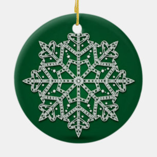 Starlit Evergreen Snowflake — Elegant Ornament