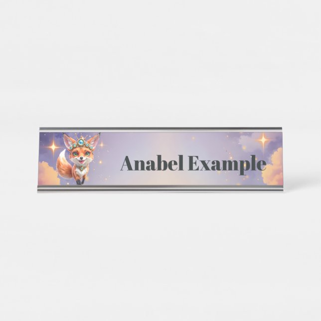 Starlit Fox of the Moonlit Meadows. Desk Name Plate (Front)