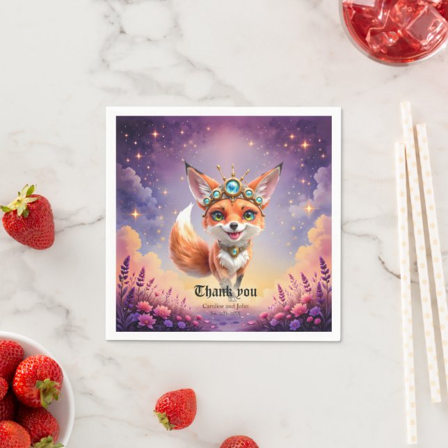 Starlit Fox of the Moonlit Meadows.  Napkin (Insitu)