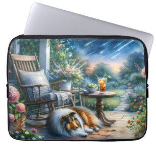 Starlit Garden Porch Sheltie Dream Laptop Sleeve