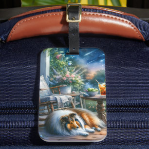 Starlit Garden Porch Sheltie Dream Luggage Tag