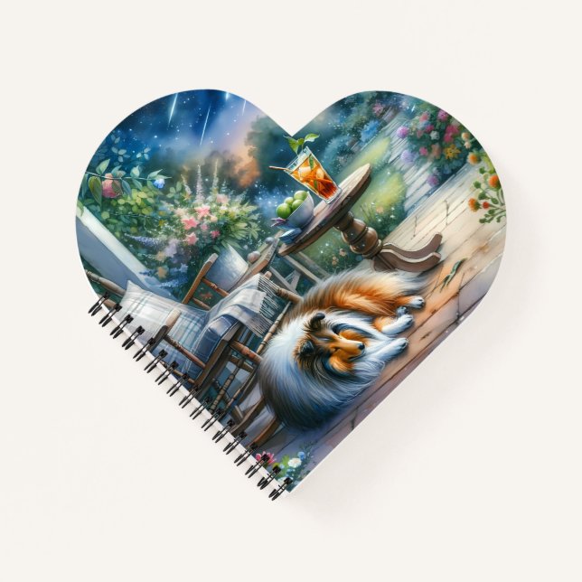 Starlit Garden Porch Sheltie Dream Notebook (Front)