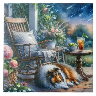 Starlit Garden Porch Sheltie Dream Tile