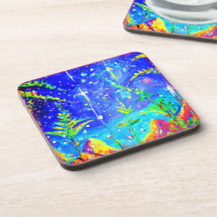 "Starlit Jungle" Cute Painting. Buy Now Coaster