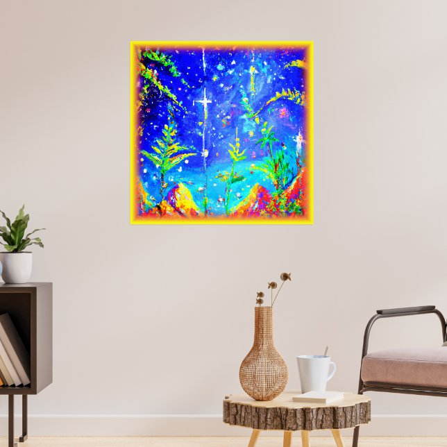 "Starlit Jungle" Cute Painting. Buy Now Poster (Living Room 3)
