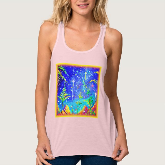 "Starlit Jungle" Cute Painting. Buy Now Singlet (Front)