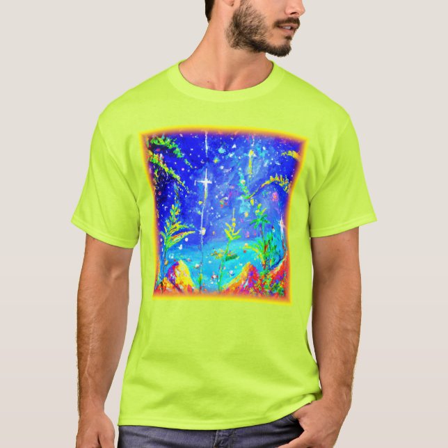 "Starlit Jungle" Cute Painting. Buy Now T-Shirt (Front)