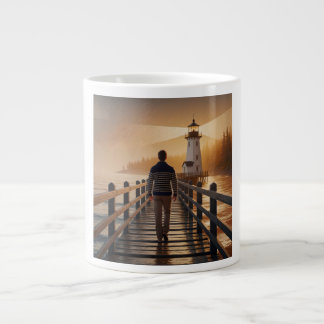 Starlit Lighthouse Bridge Wilderness Retreat Large Coffee Mug
