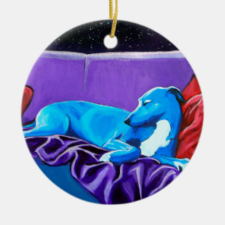 'Starlit lurcher' Ceramic Tree Decoration