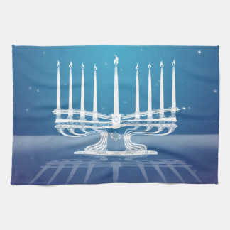 Starlit Menorah II Tea Towel