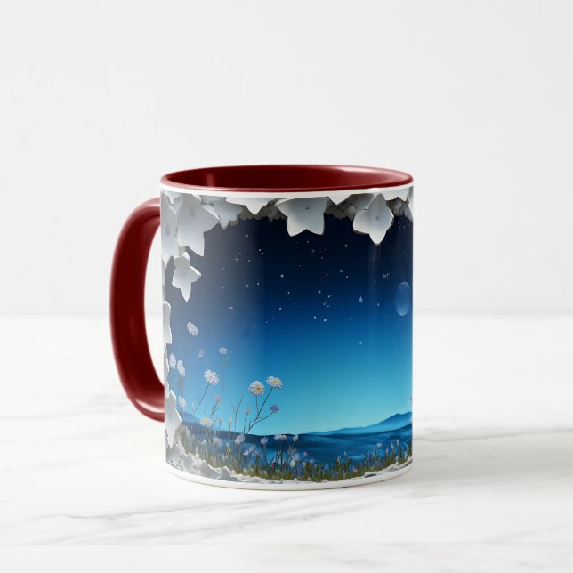Starlit Night Garden Ceramic Coffee Mug ☕ (Front Left)