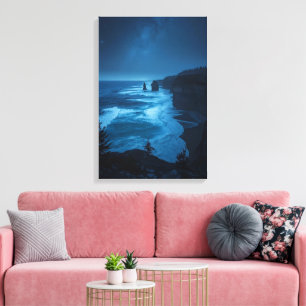 Starlit Ocean Cliffs – Milky Way Coastal Nightscap Canvas Print