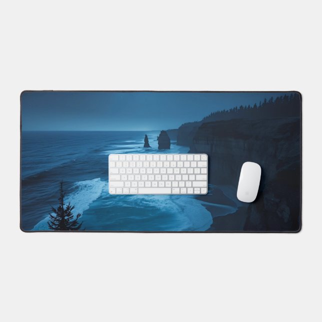 Starlit Ocean Cliffs – Milky Way Coastal Nightscap Desk Mat (Keyboard & Mouse)