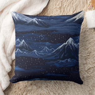Starlit Peaks – Midnight Mountain Sky (3) Cushion
