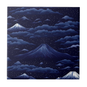 Starlit Peaks – Midnight Mountain Sky Tile