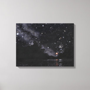 Starlit River Awaiting Scorpio: Canvas Uncropped Print