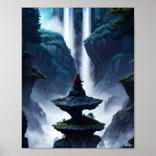 Starlit Waterfall Retreat Poster
