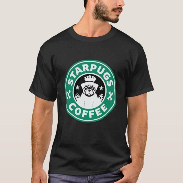 Starpugs Coffee Funny Pug T-Shirt (Front)
