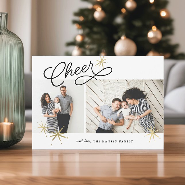 Starred Cheer | Two Photo Holiday Card (Creator Uploaded)