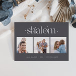 Starred Connection | Hanukkah Photo Collage Foil<br><div class="desc">Send Hanukkah greetings to friends and family in chic style with our elegant photo cards. Designed to accommodate three of your favourite square photos arranged side by side in a collage format, card features your custom greeting (shown with "joyous Hanukkah") and family name(s) centred at the bottom. The greeting "Shalom"...</div>