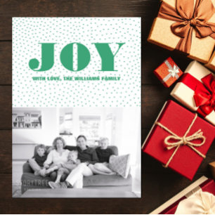 Starred Joy Holiday Photo Card Green